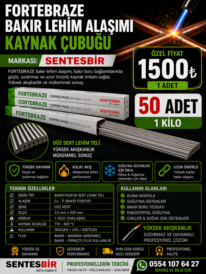 Sentesbir 2006 Düz Sert Lehim Teli yuvarlak 50 Ade
