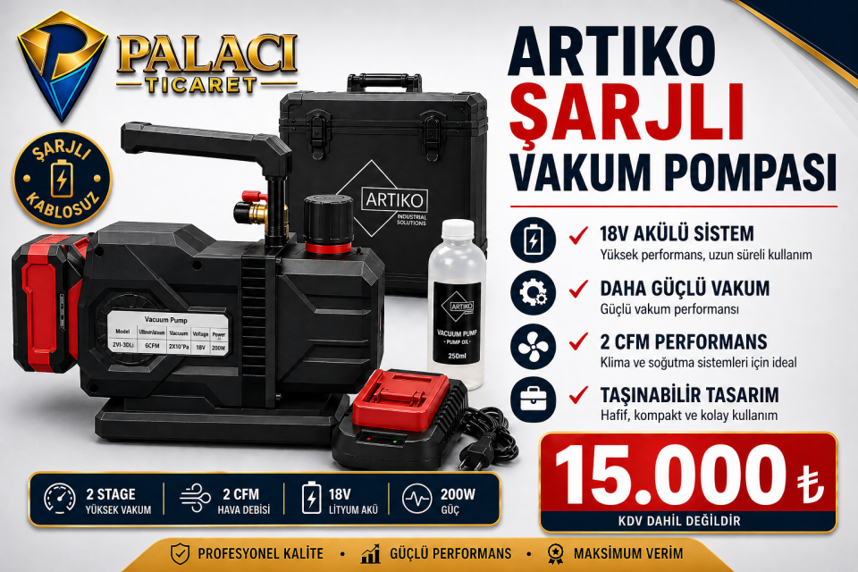 ARTIKO Şarjlı Vakum Pompası  18V Akülü, 2 CFM Profesyonel Performans