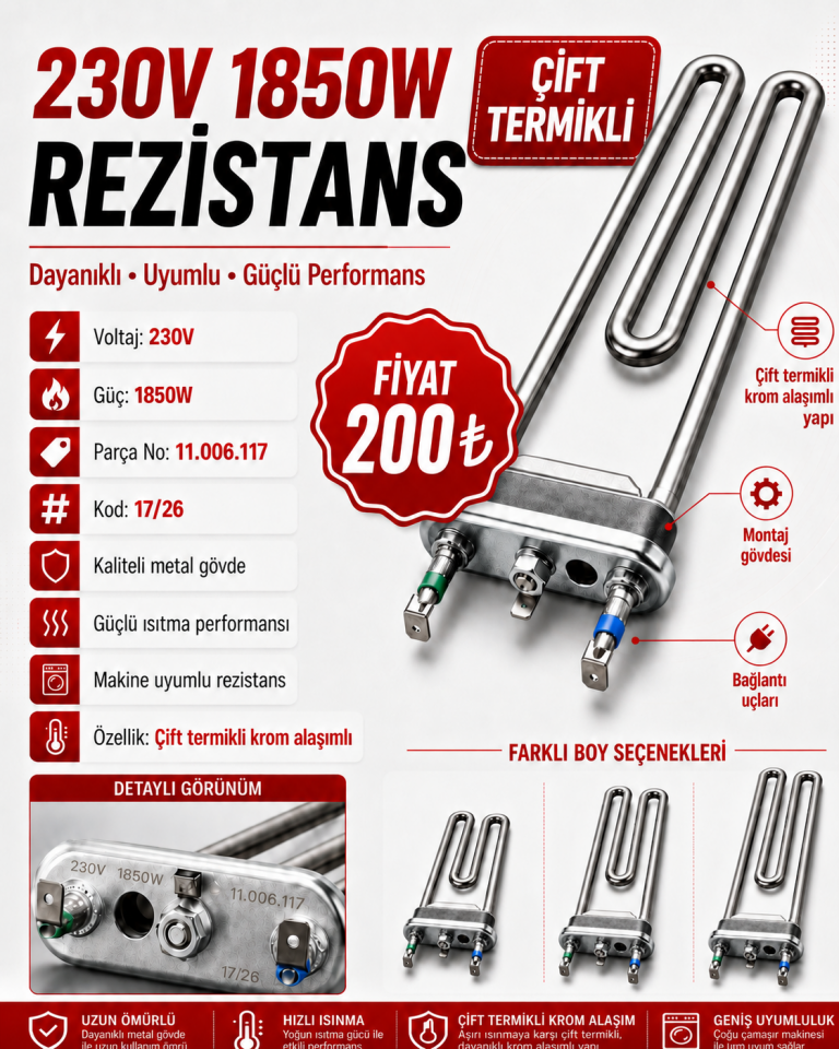 230V 1850W Çift Termikli Rezistans