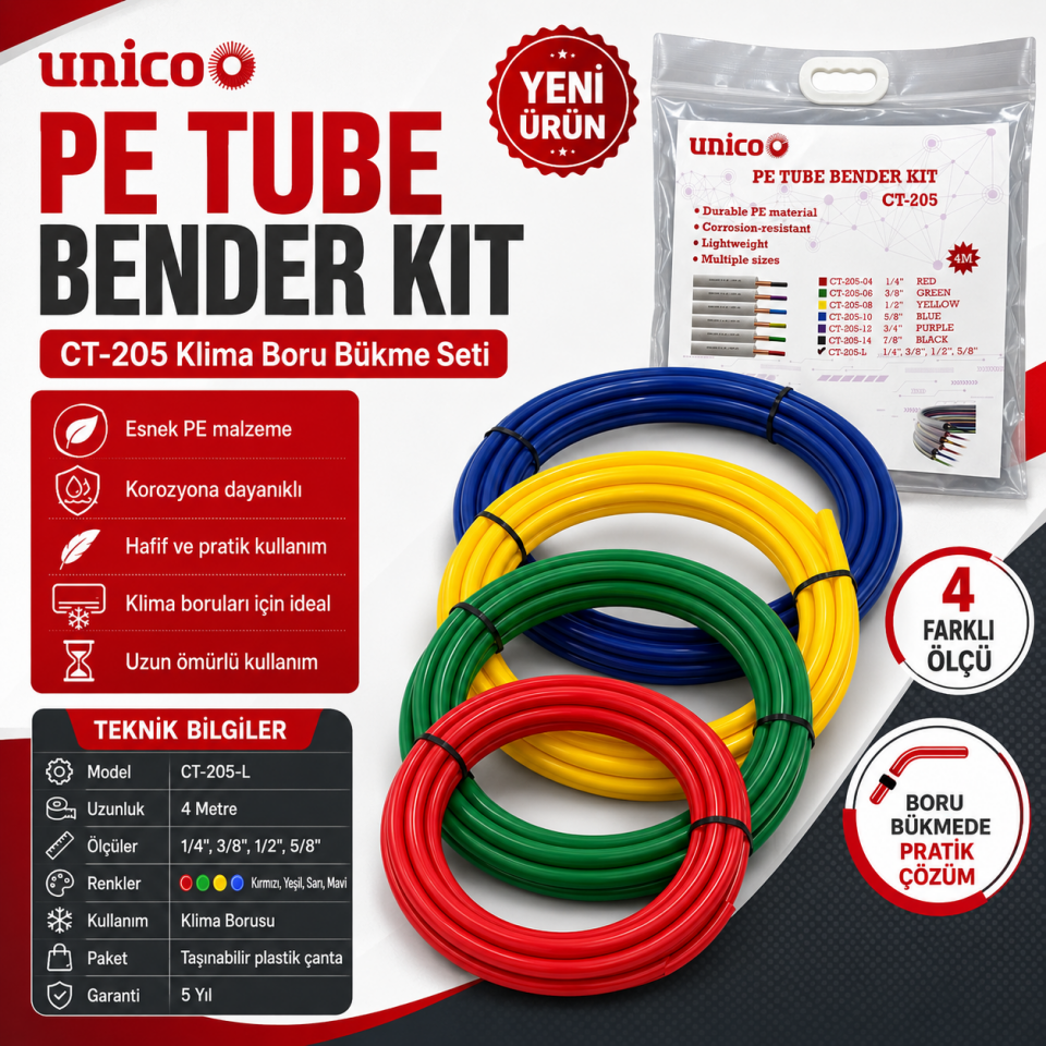 Unico PE Tube Bender Kit CT-205 Klima Boru Bükme Seti