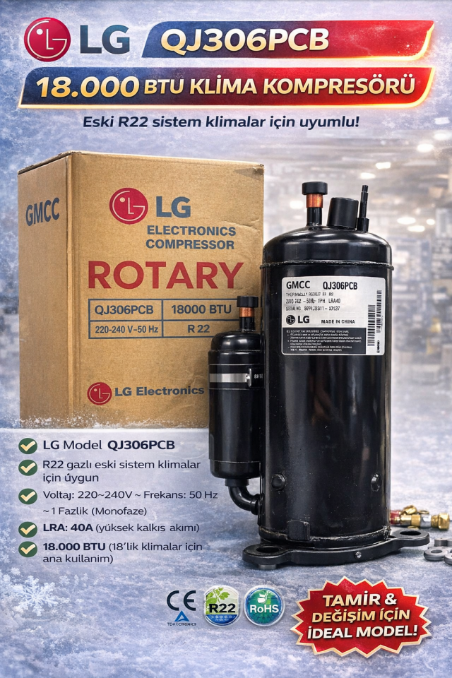 LG QJ306PCB 18.000 BTU Klima Kompresörü