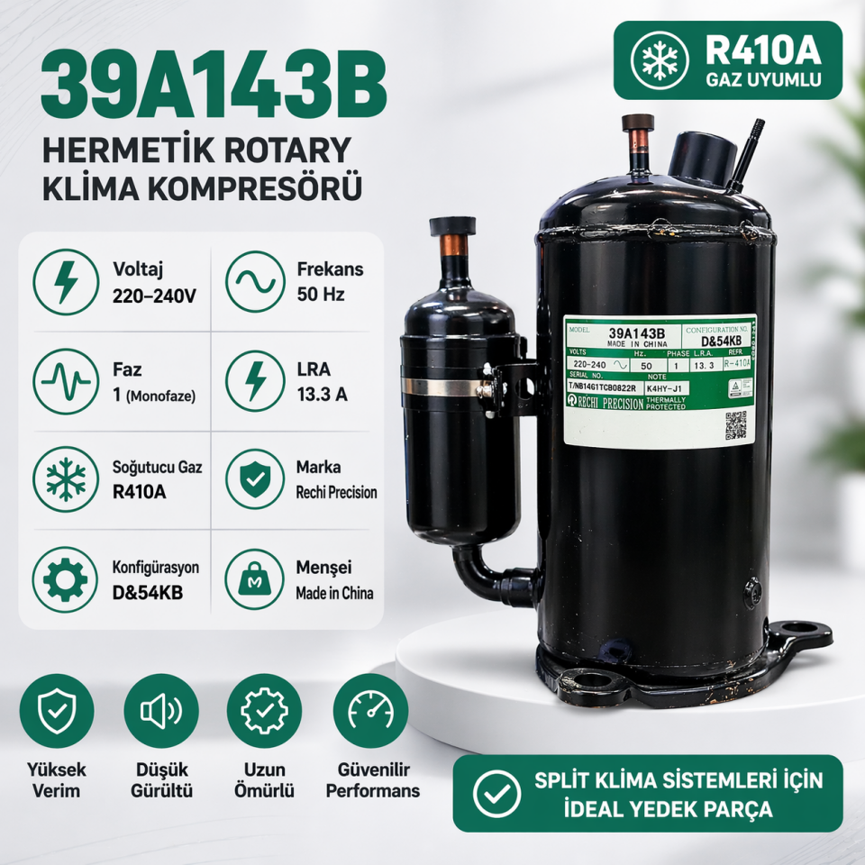 Rechi Precision 39A143B Hermetik Rotary Klima Kompresörü