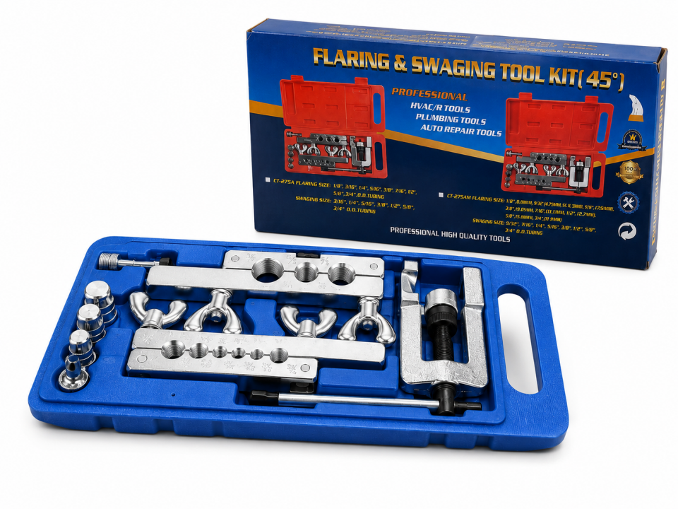 45° Flaring & Swaging Tool Kit – Profesyonel Boru Genişletme ve Havşa Açma Seti