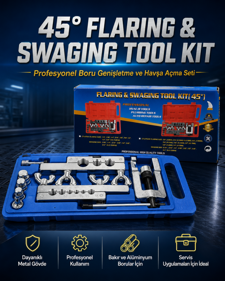 45° Flaring & Swaging Tool Kit – Profesyonel Boru Genişletme ve Havşa Açma Seti