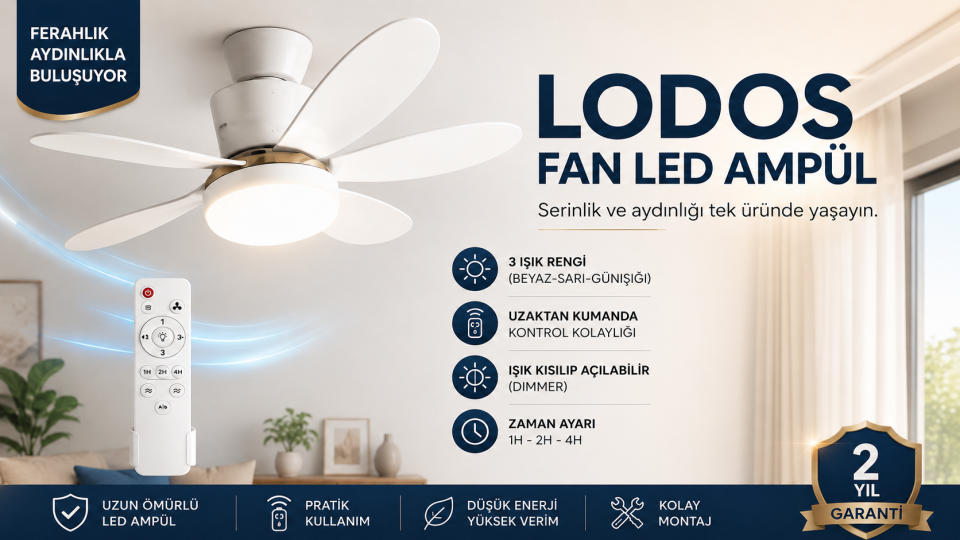 JOYSIDEA | LED Işıklı Uzaktan Kumandalı Tavan Vantilatörü QYSF-300