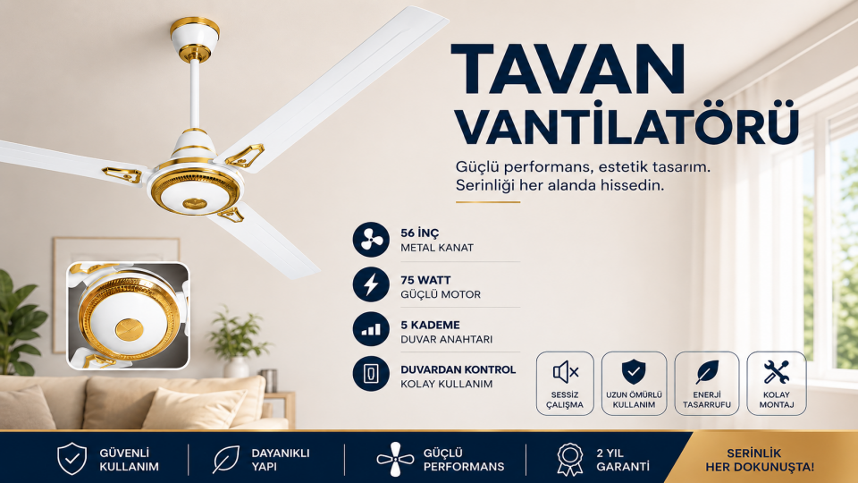 Tavan Vantilatörü – 56 İnç Metal Kanatlı