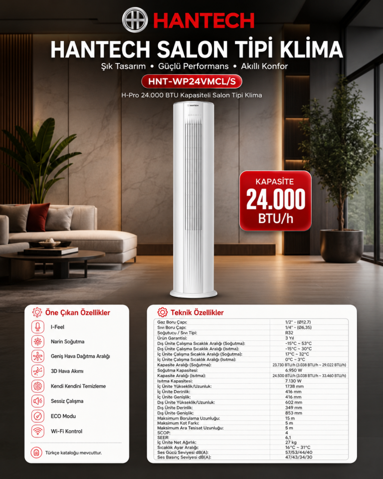 Hantech Eisturm 24.000 bTU Kapasiteli Salon Tipi Klima