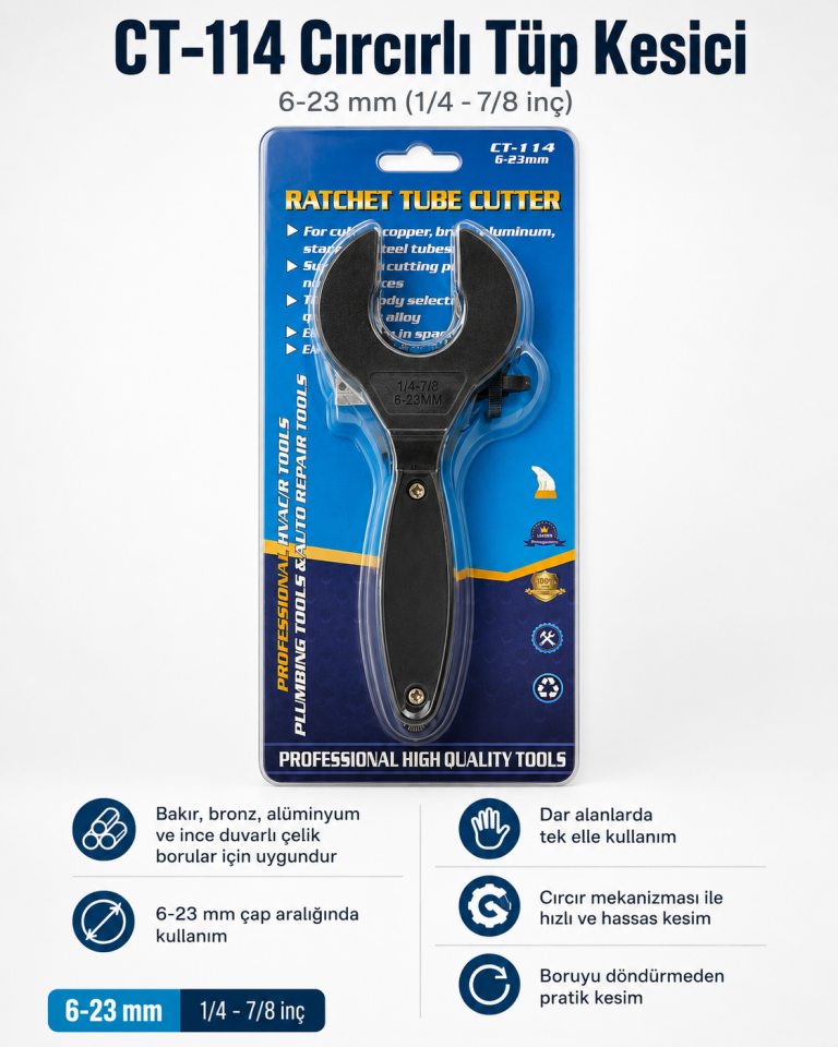 CT-114 Cırcırlı Tüp Kesici 6-23 mm