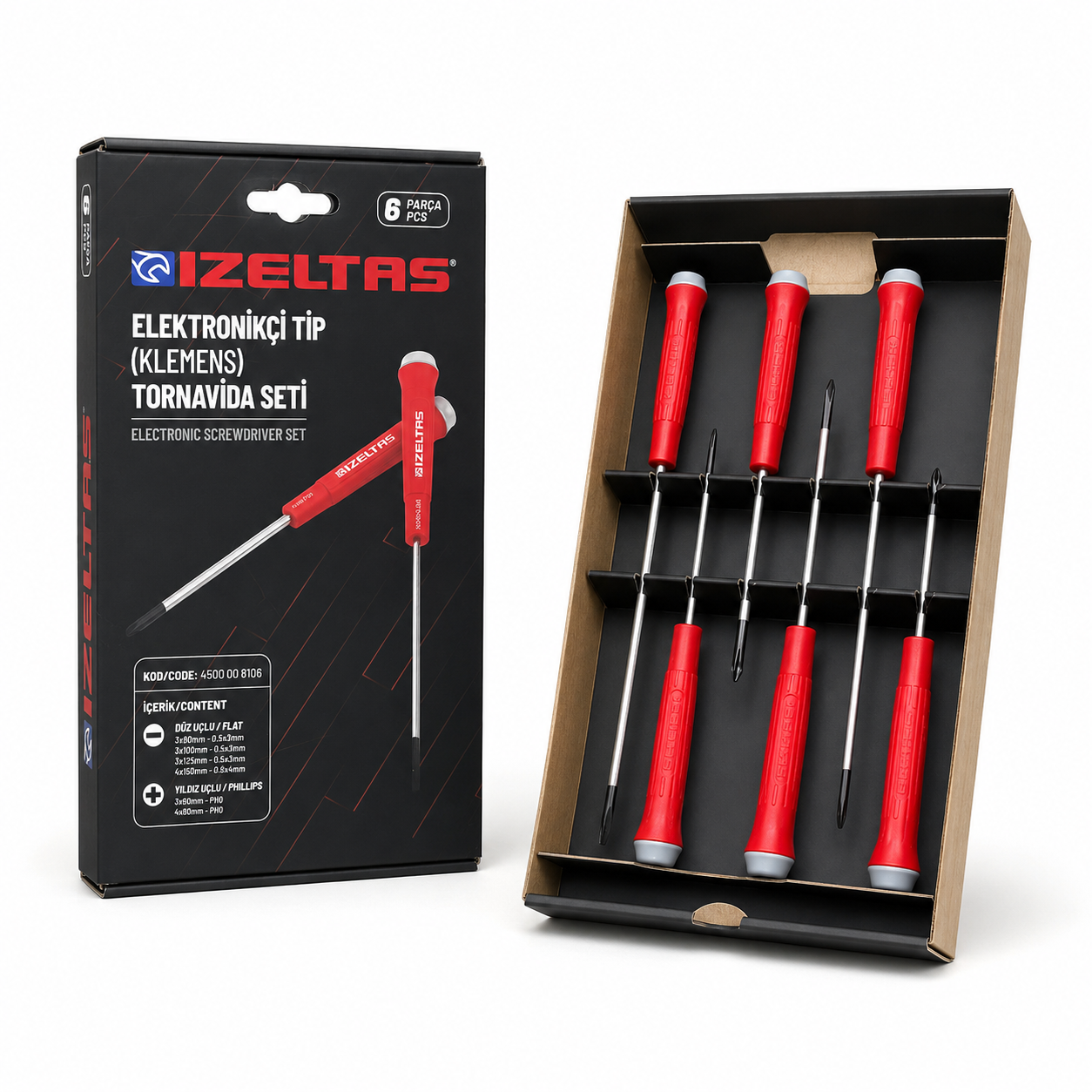 İzeltaş Elektronikçi Tip (Klemens) Tornavida Seti – 6 Parça