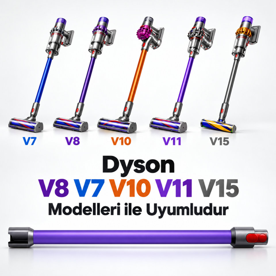 Dyson V7 V8 V10 V11 Uyumlu Elektrikli Süpürge Uzatma Borusu – Kırmızı