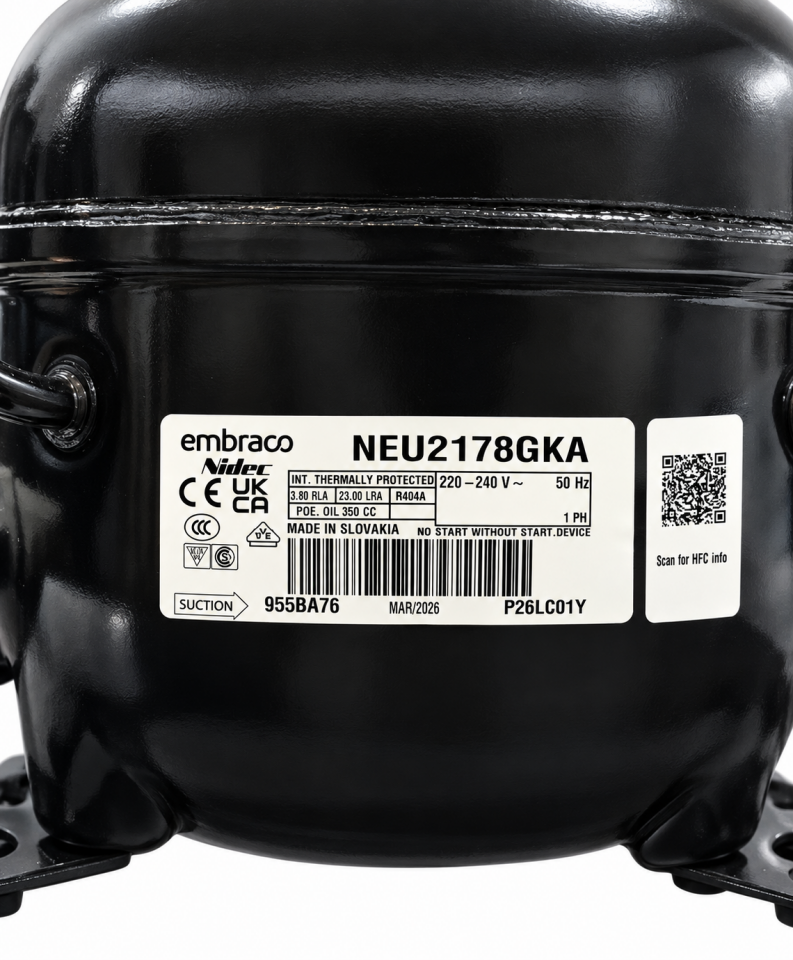 Embraco Nidec NEU2178GKA 1 HP R404A Hermetik Kompresör – CSR – Slovakya Üretimi