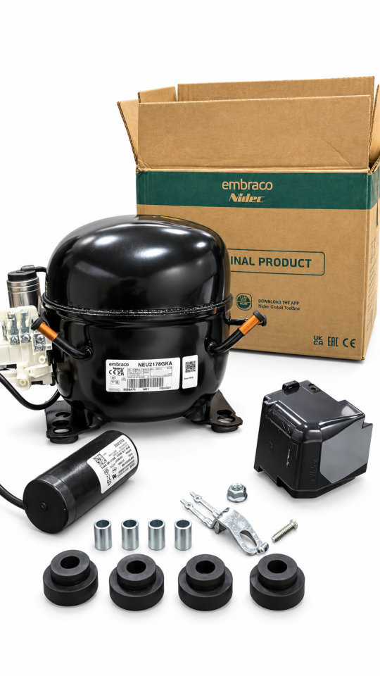 Embraco Nidec NEU2178GKA 1 HP R404A Hermetik Kompresör – CSR – Slovakya Üretimi