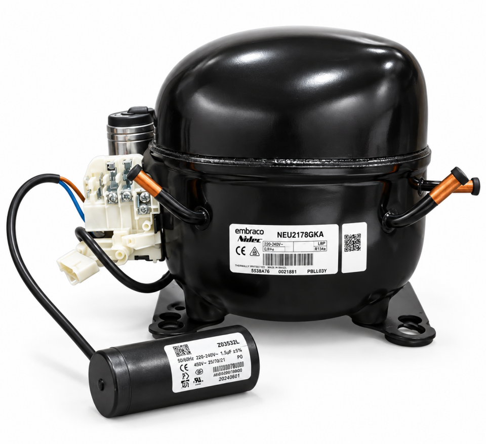 Embraco Nidec NEU2178GKA 1 HP R404A Hermetik Kompresör – CSR – Slovakya Üretimi