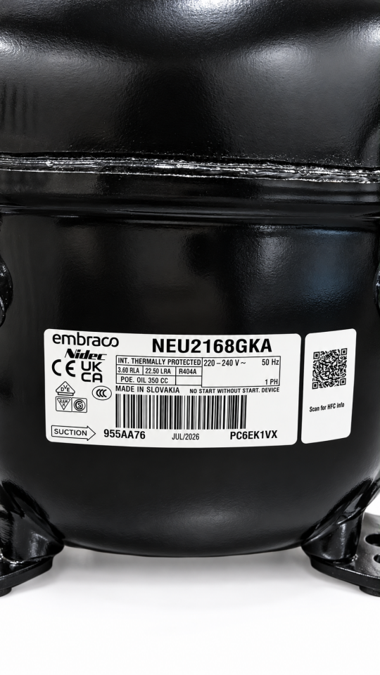 Embraco Nidec NEU2168GKA 3/4 HP R404A Hermetik Kompresör – Slovakya Üretimi
