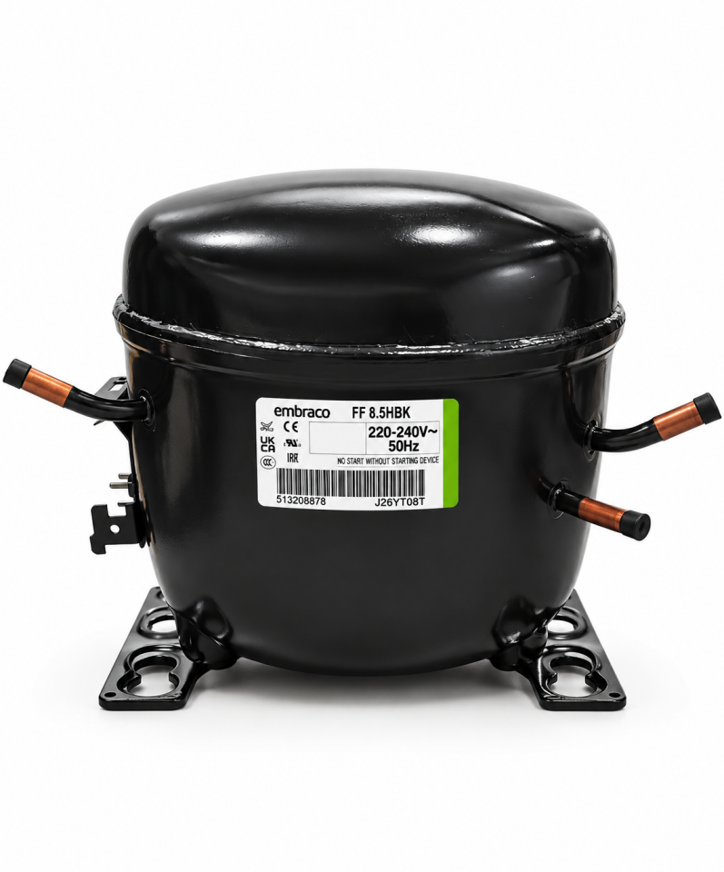 Embraco FF 8.5HBK 1/4 HP R134a Hermetik Kompresör – 844 Watt – Brezilya Üretimi