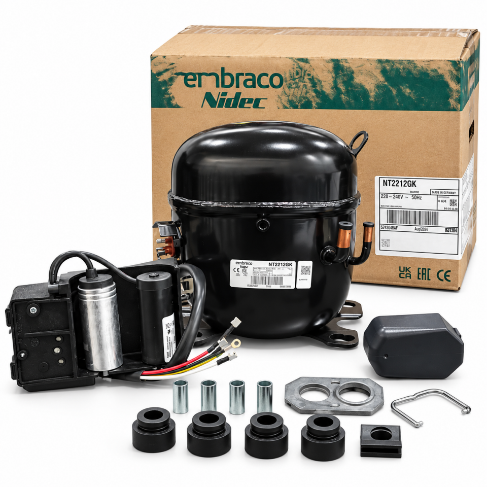 Embraco NT2212GK 1,5 HP R404A Hermetik Kompresör – 1373 Watt – Slovakya Üretimi