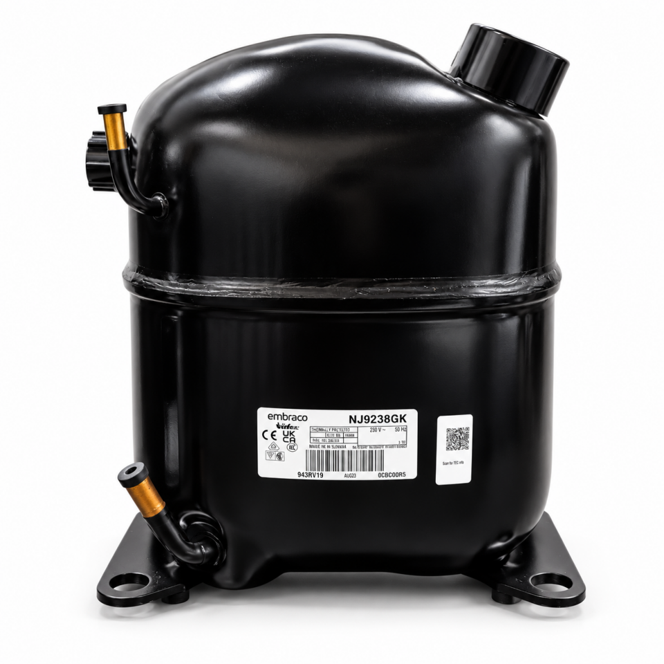Embraco NJ9238GK 1,5 HP R404A Hermetik Kompresör – 4620 Watt – Slovakya Üretimi