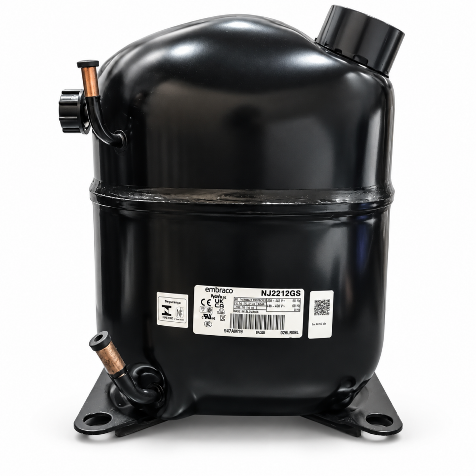 Embraco NJ2212GS 1,5 HP R404A 3 Faz Hermetik Kompresör – 1481 Watt – Slovakya Üretimi