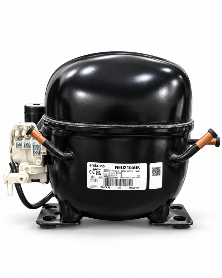 Embraco NEU2155GK 3/4 HP R404A Hermetik Kompresör – 658 Watt – Slovakya Üretimi