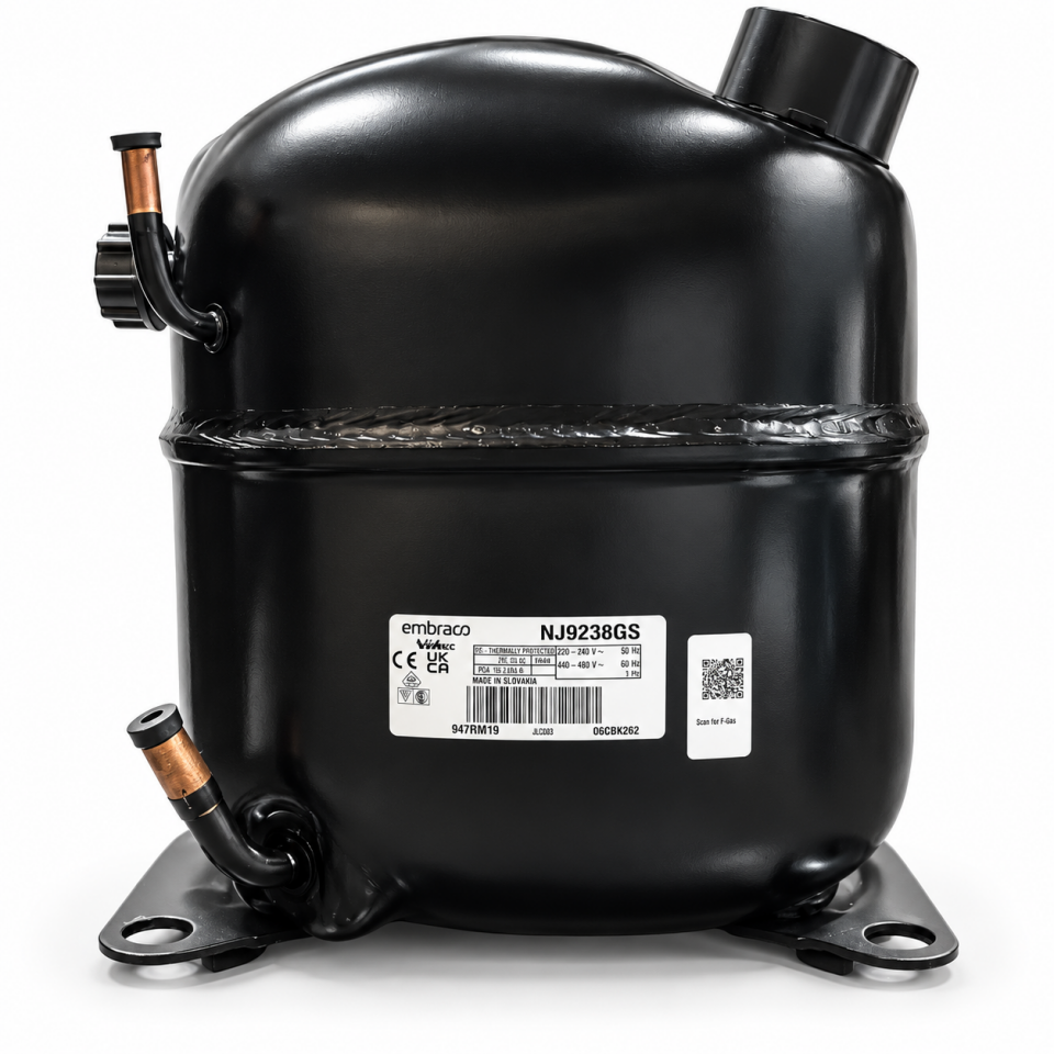 Embraco NJ9238GS 1,5 HP R404A Hermetik Kompresör – 4839 Watt – 3 Faz – Slovakya Üretimi