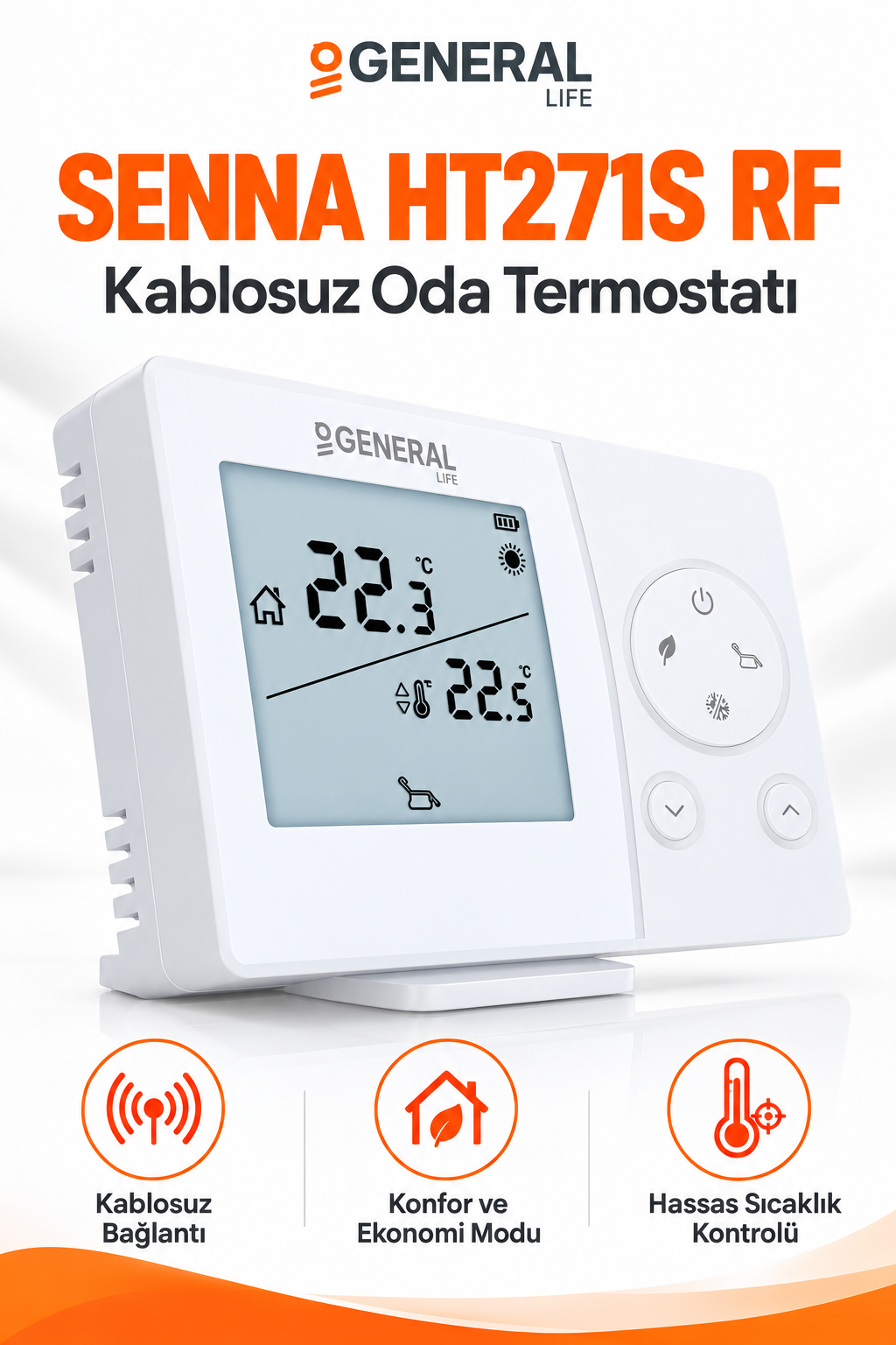 GENERAL Life SENNA HT271S RF Kablosuz Dijital Oda Termostatı